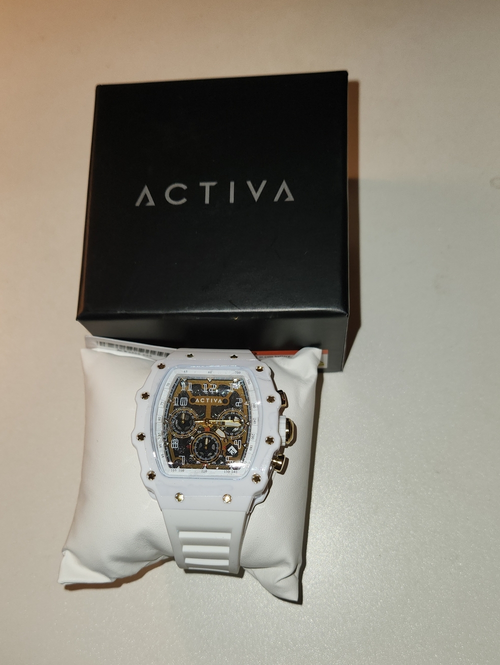 Activa White and Gold Chronograph Watch NWT
